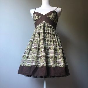 BCBGMaxAzria Brown Dress with Tulle Underlining
